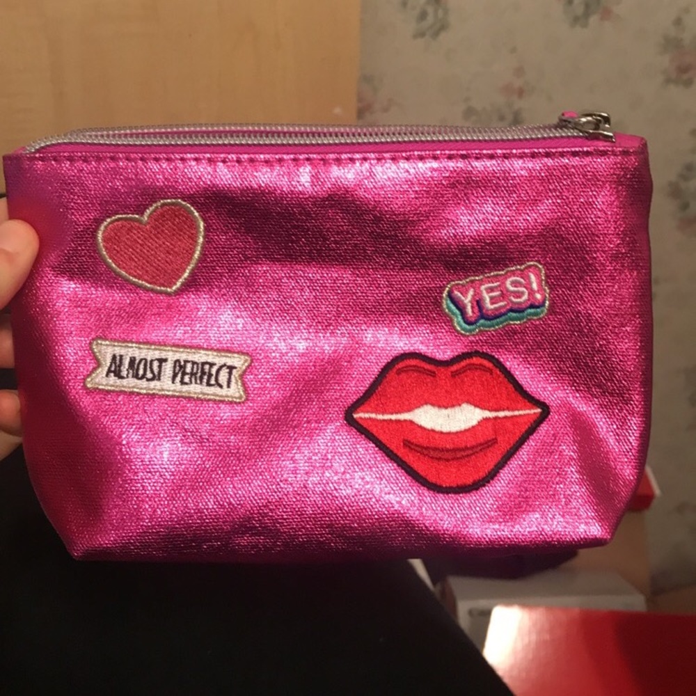 Metallic pink cosmetic bag